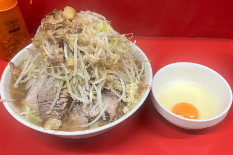 ラーメン二郎一橋学園店小ラーメン生卵